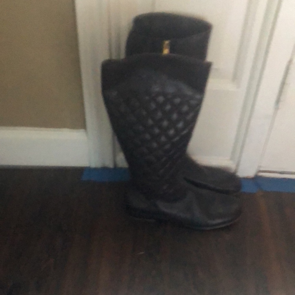 Vince Camuto Brown Leather Quilted Riding Boots - Picture 9 of 10